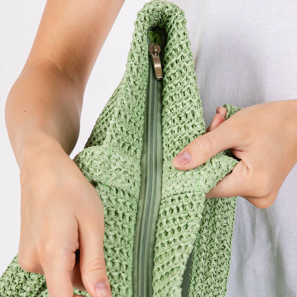 Solid Crochet Straw Tote Bag / Beach Bag
: Purple
