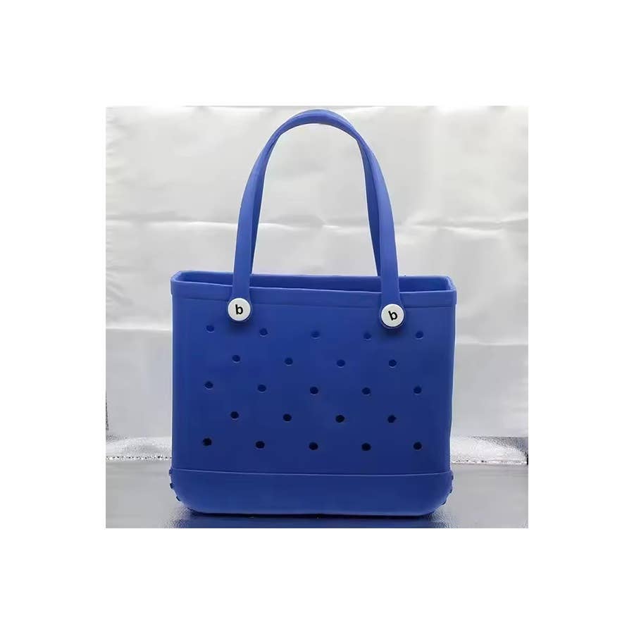 Summer Rubber Tote Solid Color Jelly Beach Bags: ORANGE / ONE SIZE(2)