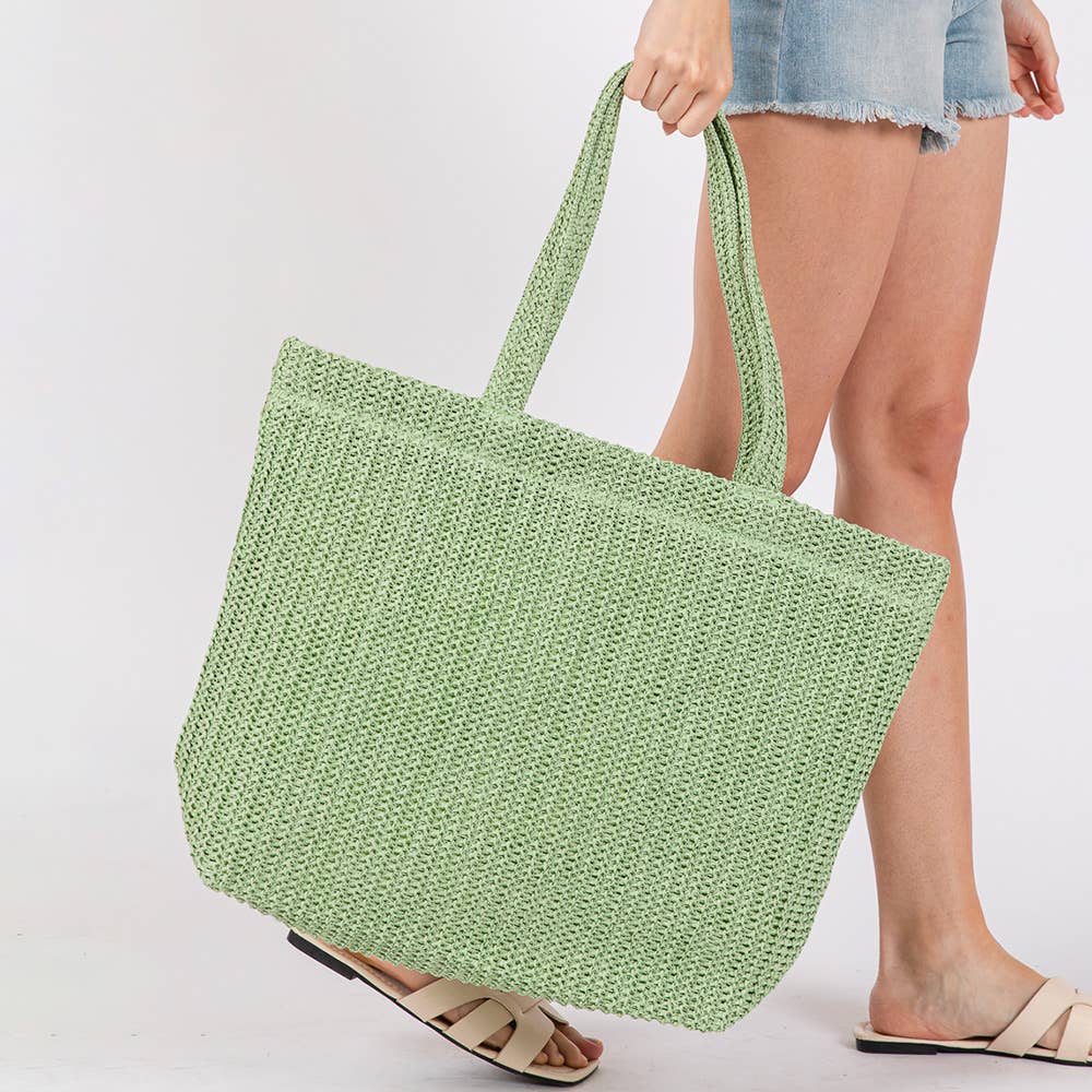 Solid Crochet Straw Tote Bag / Beach Bag
: Purple
