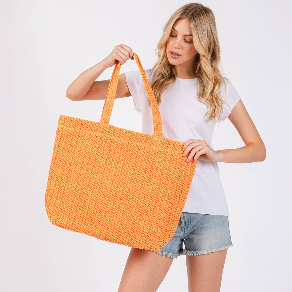 Solid Crochet Straw Tote Bag / Beach Bag
: Purple