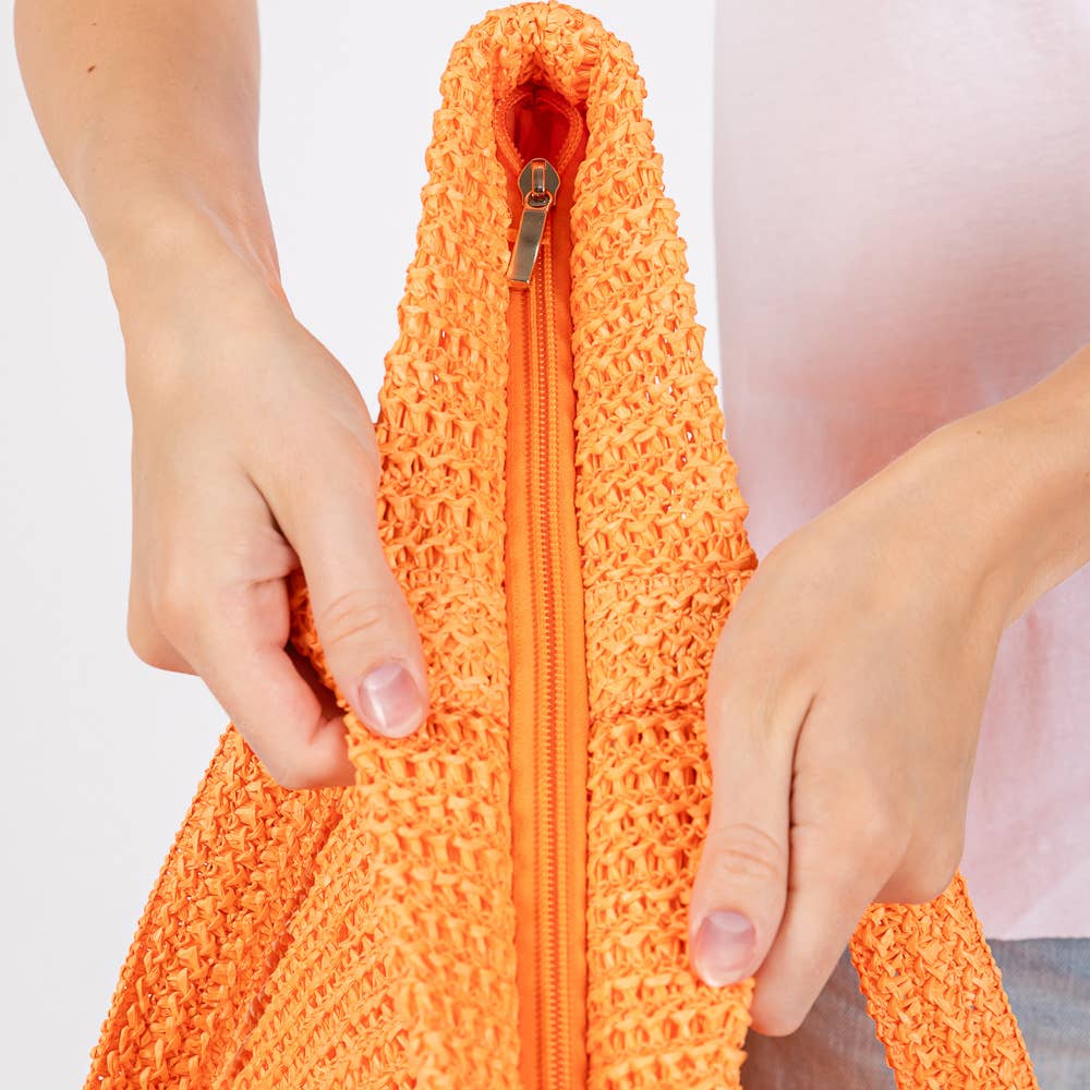 Solid Crochet Straw Tote Bag / Beach Bag
: Purple