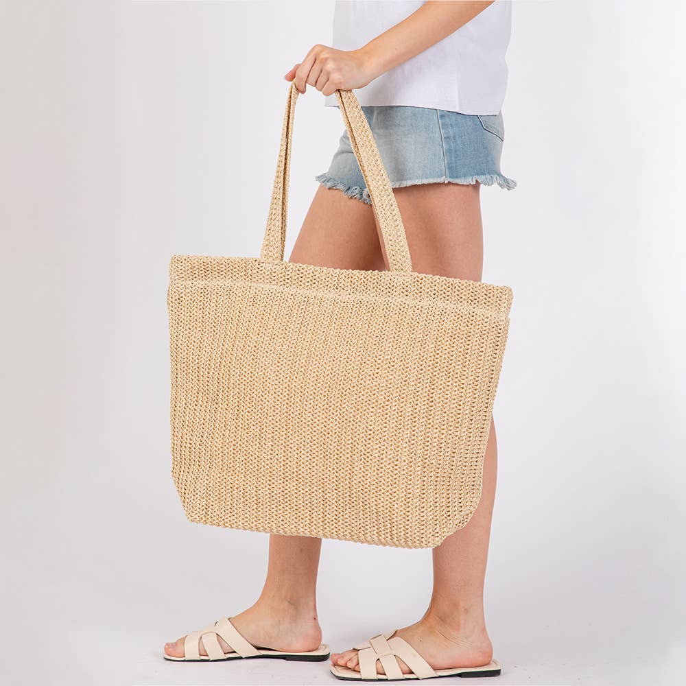 Solid Crochet Straw Tote Bag / Beach Bag
: Purple