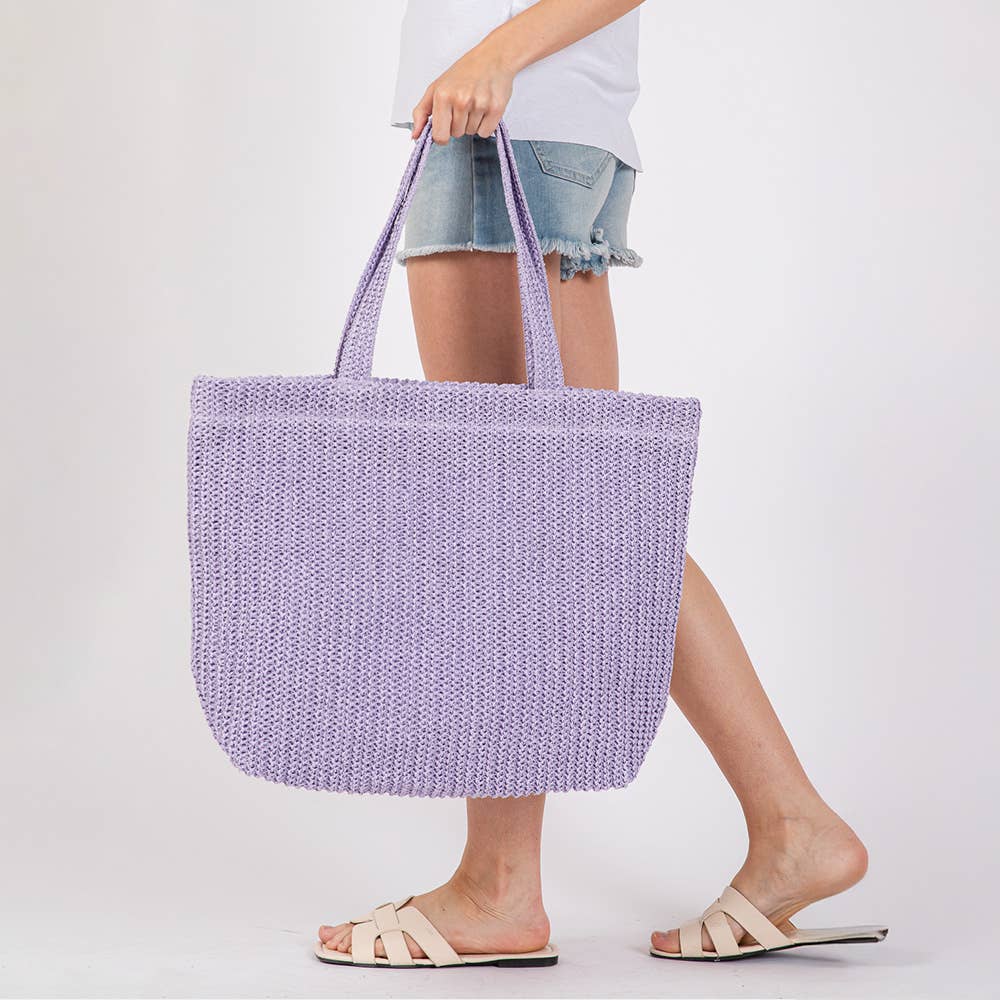 Solid Crochet Straw Tote Bag / Beach Bag
: Purple