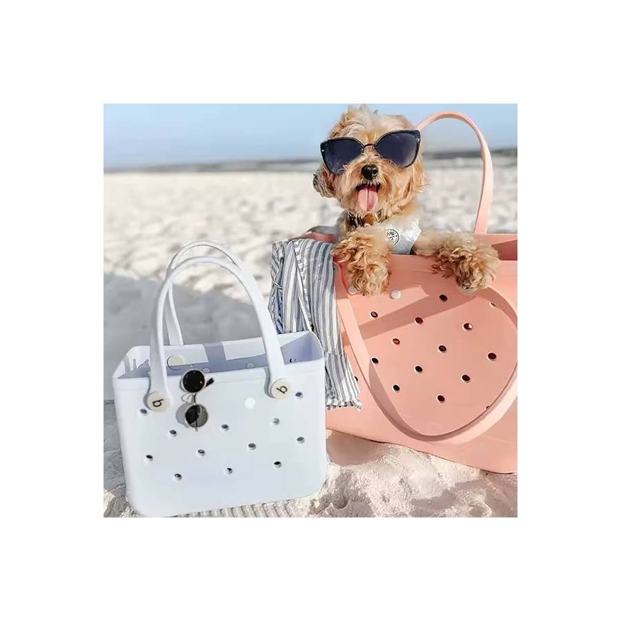 Summer Rubber Tote Solid Color Jelly Beach Bags: ORANGE / ONE SIZE(2)