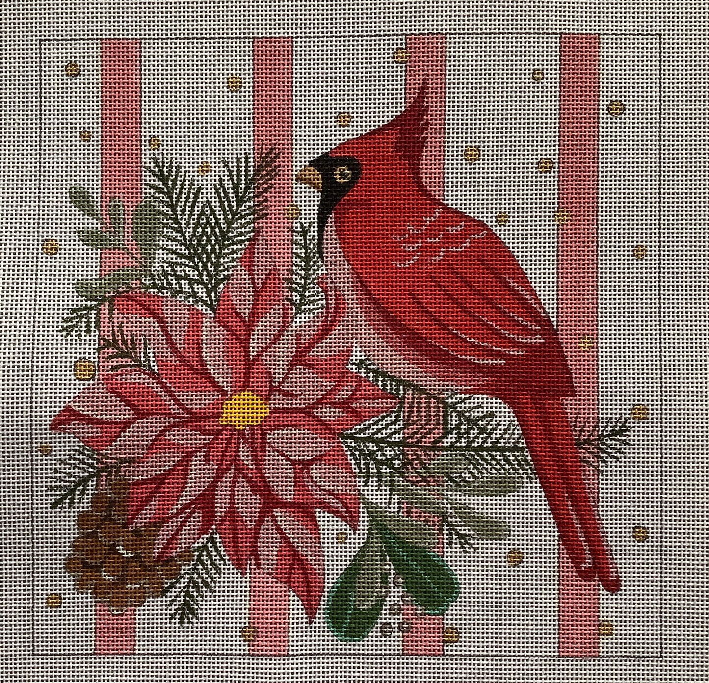 Cardinal and poinsettia