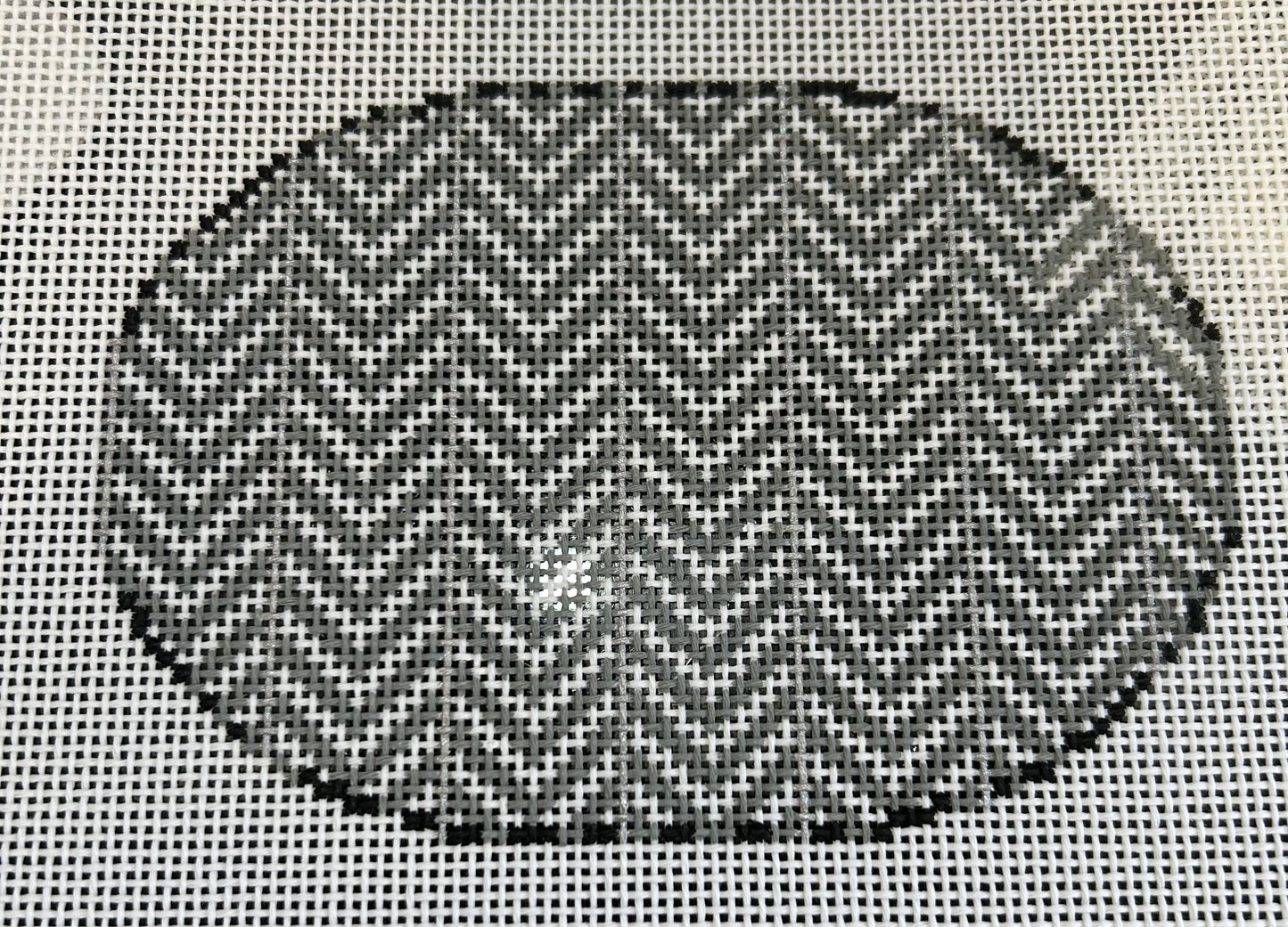 Silver Stripe Chevron Oval