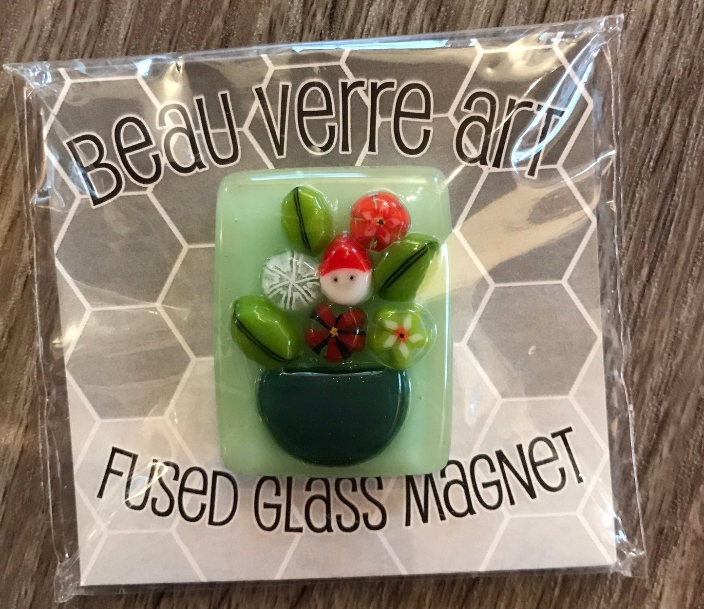 Christmas Green Vase Glass Fused Needleminder