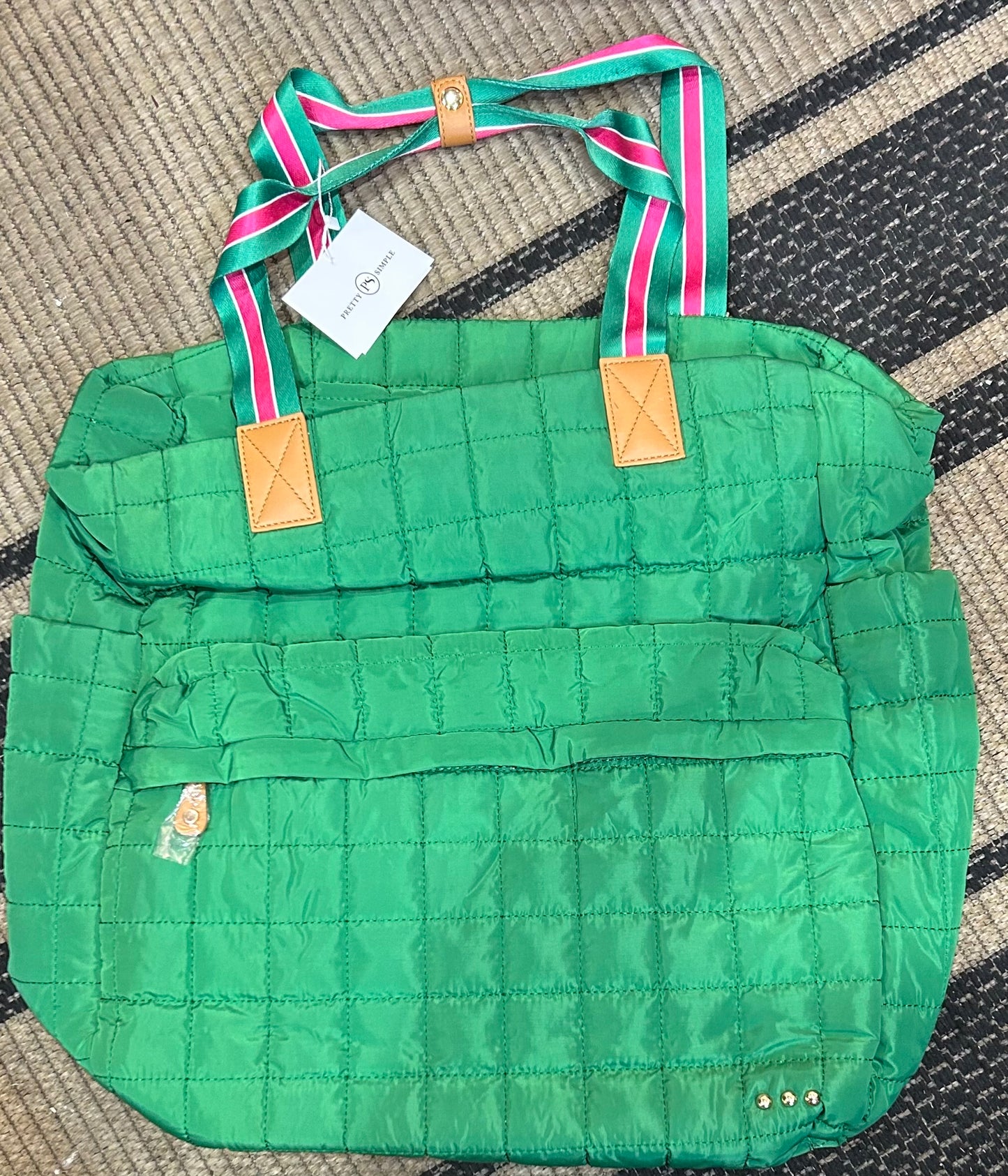 Quilted Tote Roller/Green