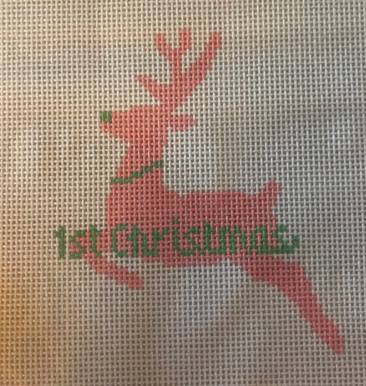 First Christmas Reindeer-pink and green