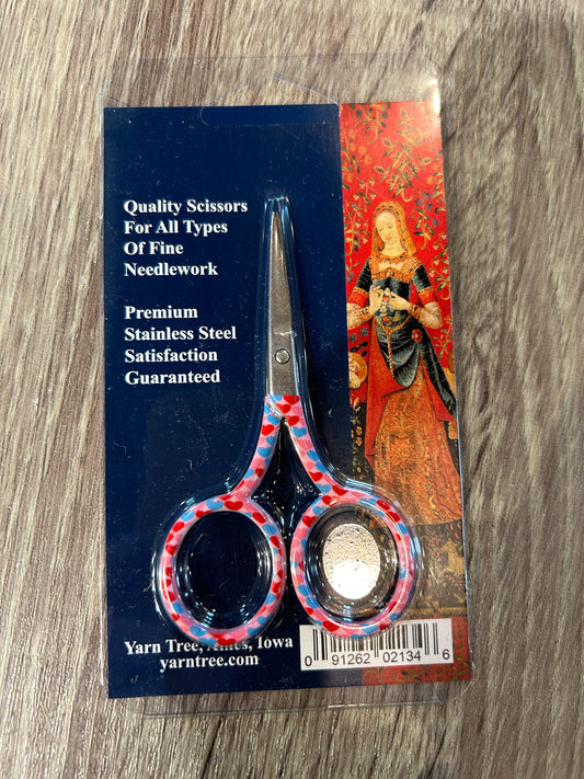 Red and Pink Hearts Embroidery Scissors