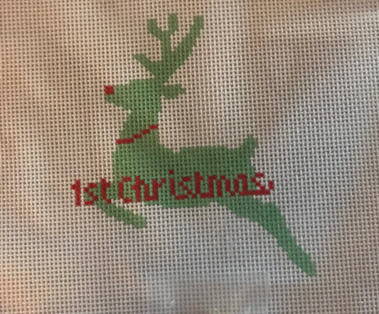 First Christmas Reindeer/mint and red