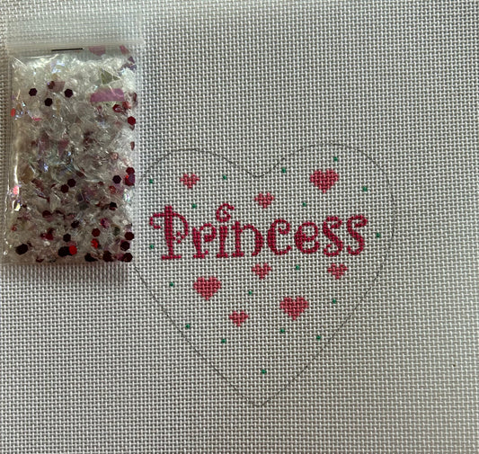 Heart Mini w/clear dome/confetti - Princess w/hearts