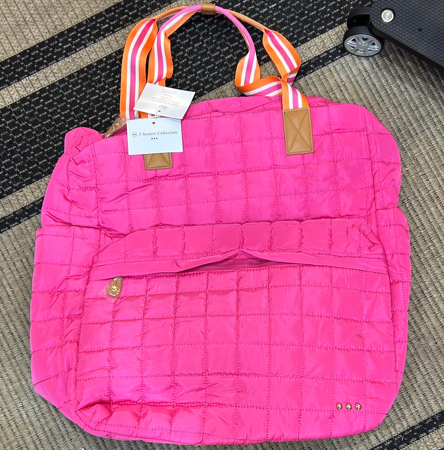 Quilted Tote Roller Bag/Pink