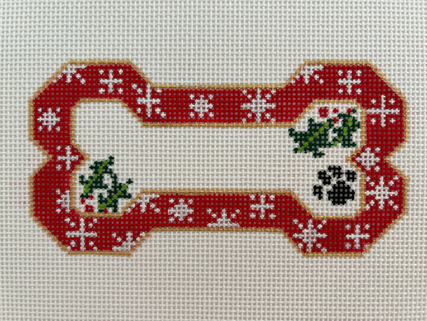 Red Snow Flake Bone Ornament