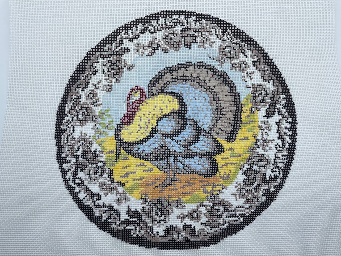 Transferware Turkey Pillow