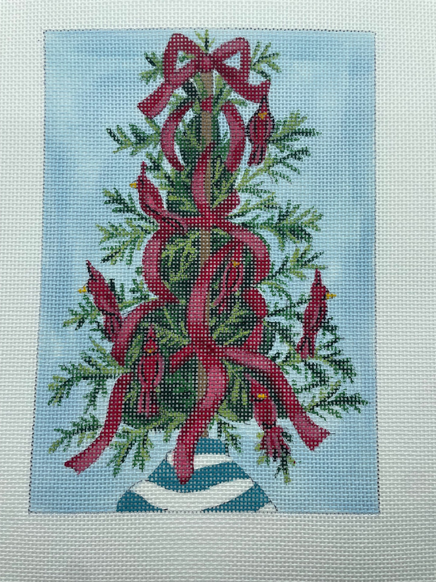 Red Cardinal and Red ribbon Tree