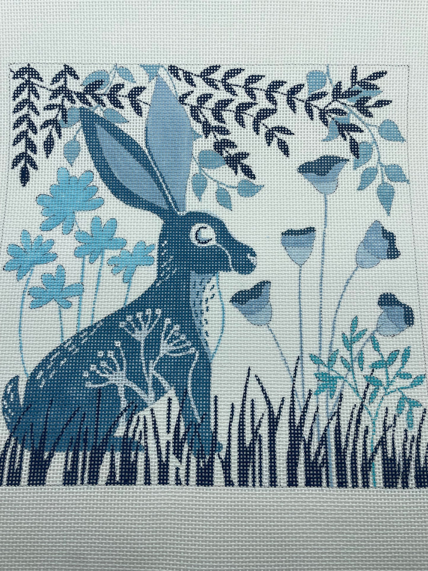 Blue Bunny in Blue Garden