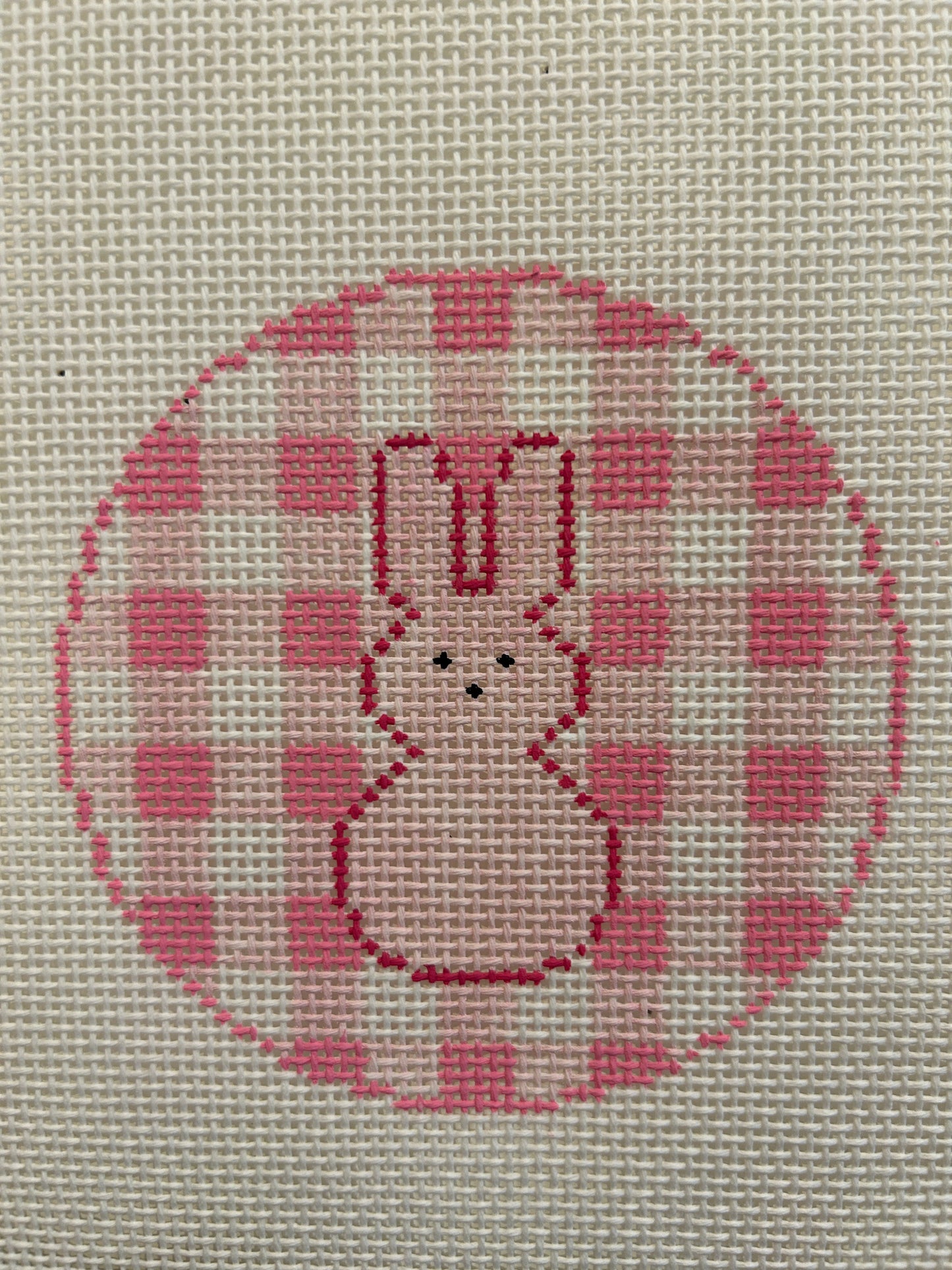 Gingham Peeps Bunny Round Pink