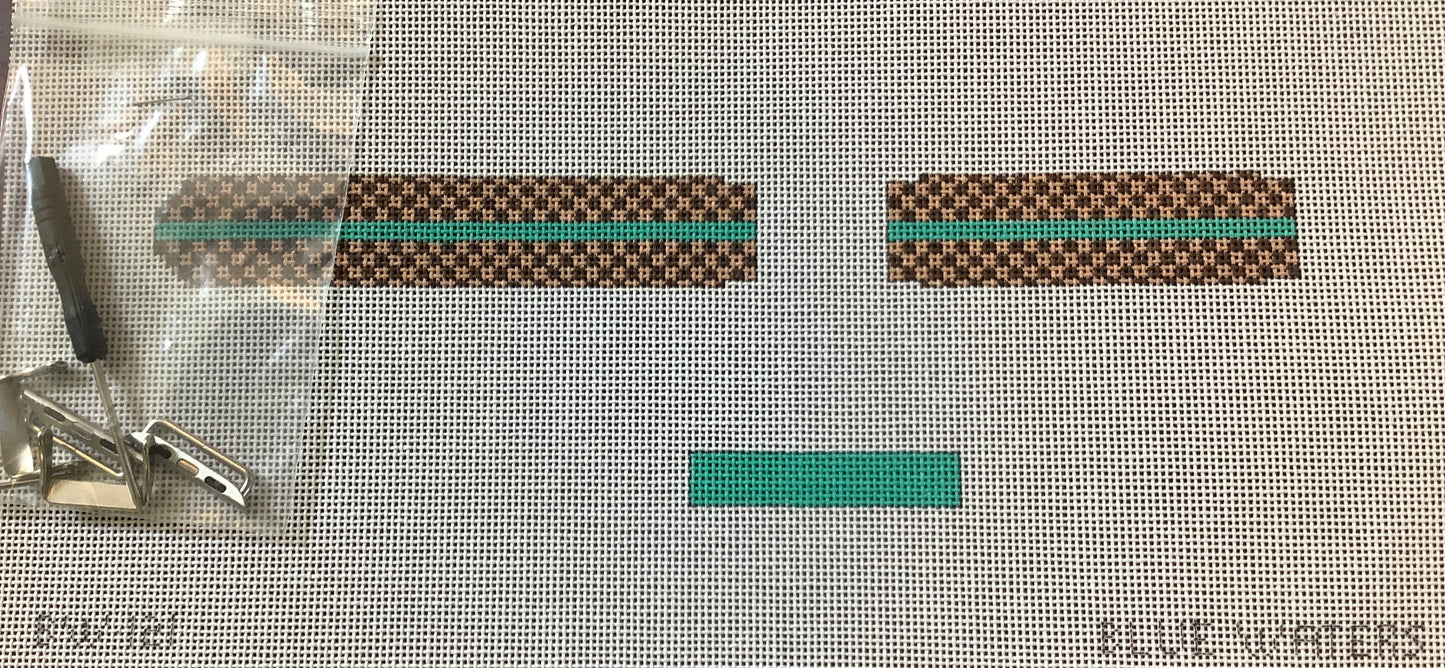 Brown Check and Aqua Watch Band