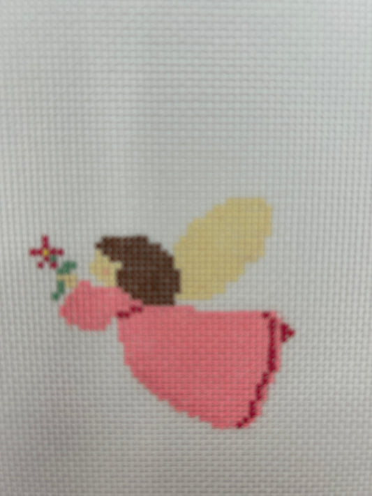 Angel Needlepoint Collection - Pink w/ Flowers
