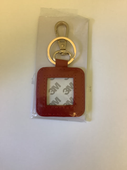 Square Leather Bag Tag - red