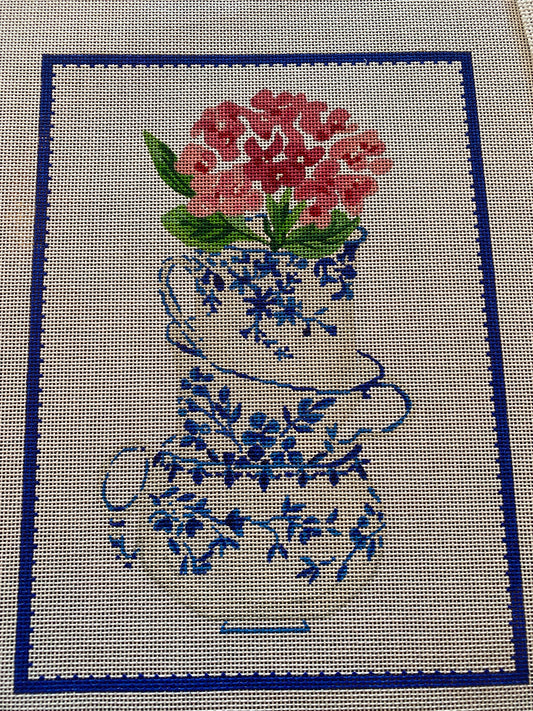 Blue and White Stacked Tea Cups
