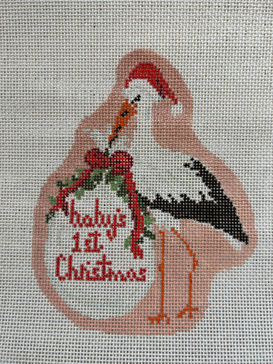 Baby's First Christmas Pink Stork