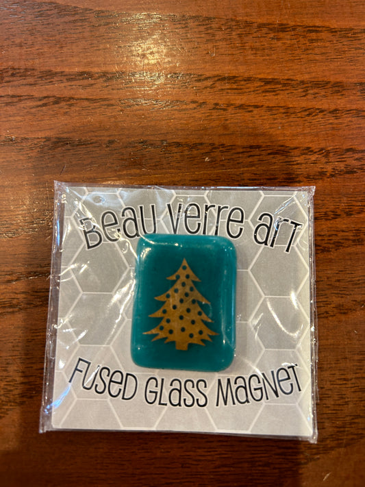 Xmas Tree Fused Glass Magnet