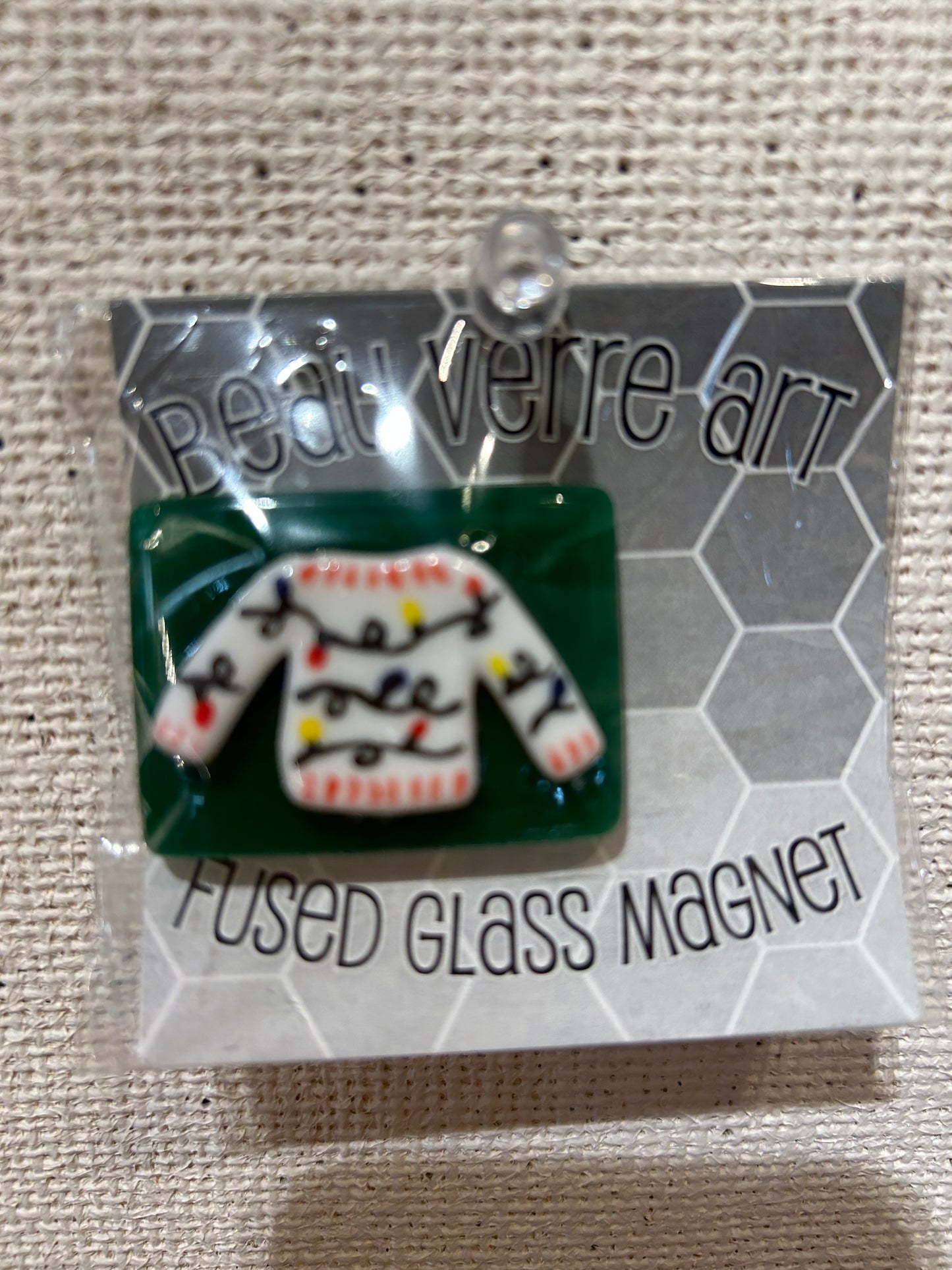 Holiday Lights Sweater Fused Glass Magnet