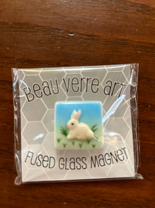 White Bunny Fused Glass Needleminder