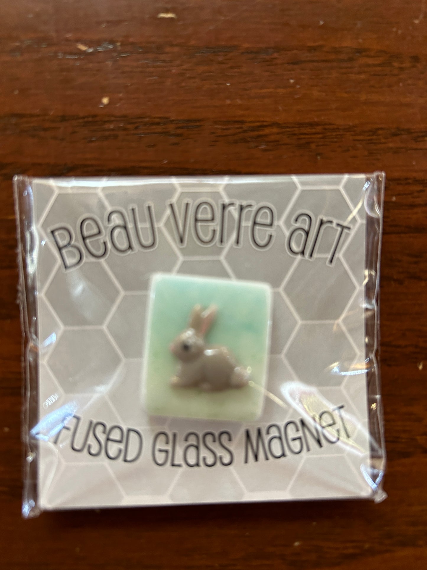 Small Brown Bunny Fused Glass Needleminder