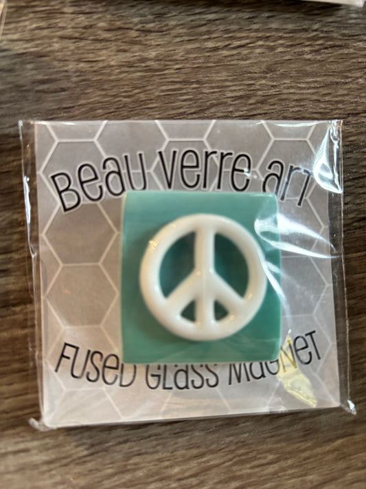 White Peace Sign on Aqua Needleminder