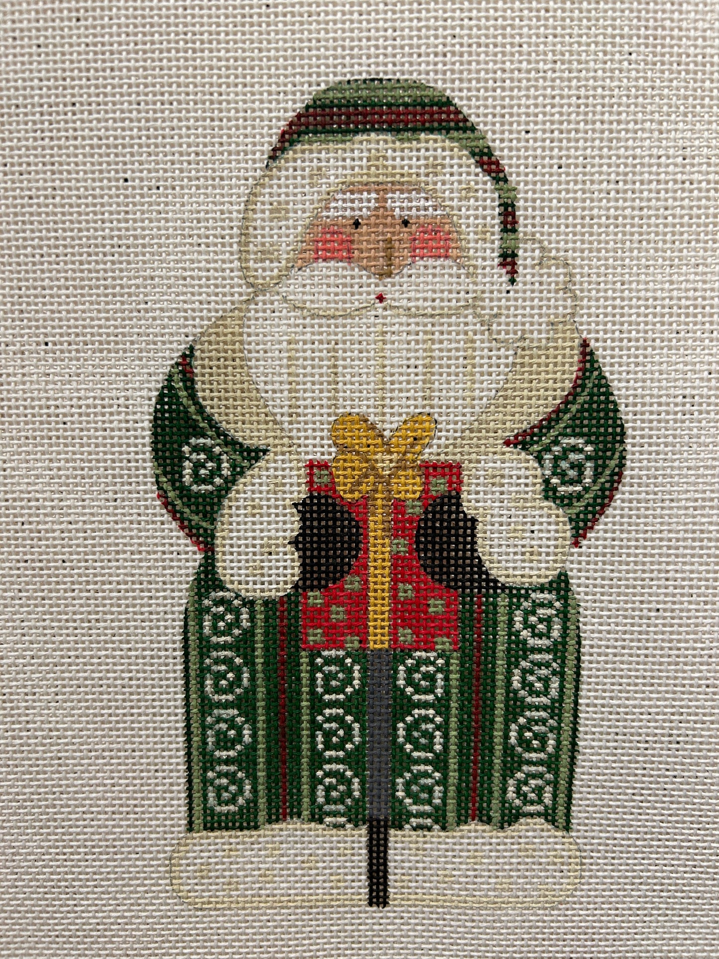 Father Christmas - Green Holding Present