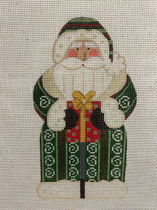 Father Christmas - Green Holding Present