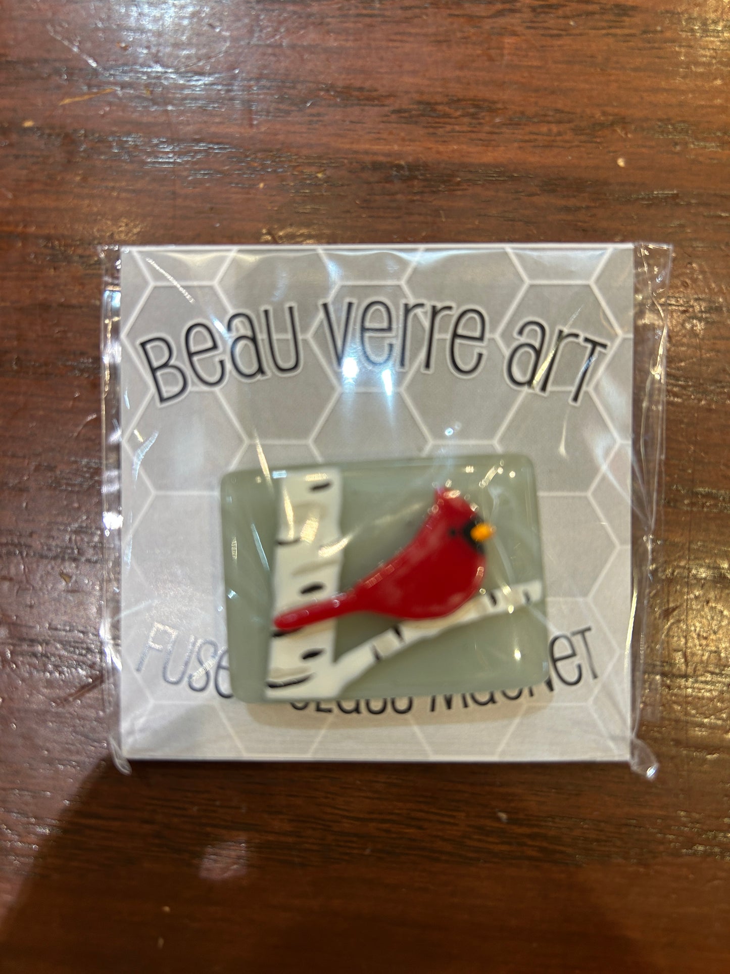 Cardinal on Branch Fused Glass Needleminder