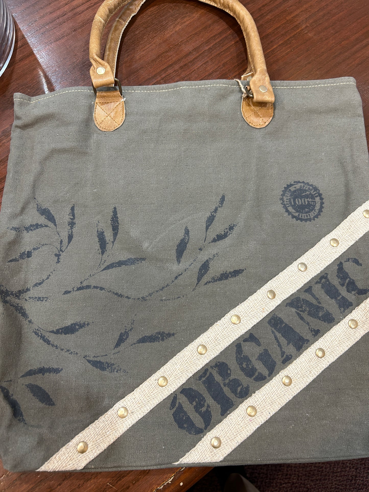 Organic Khaki Upcycled Canvas Tote
