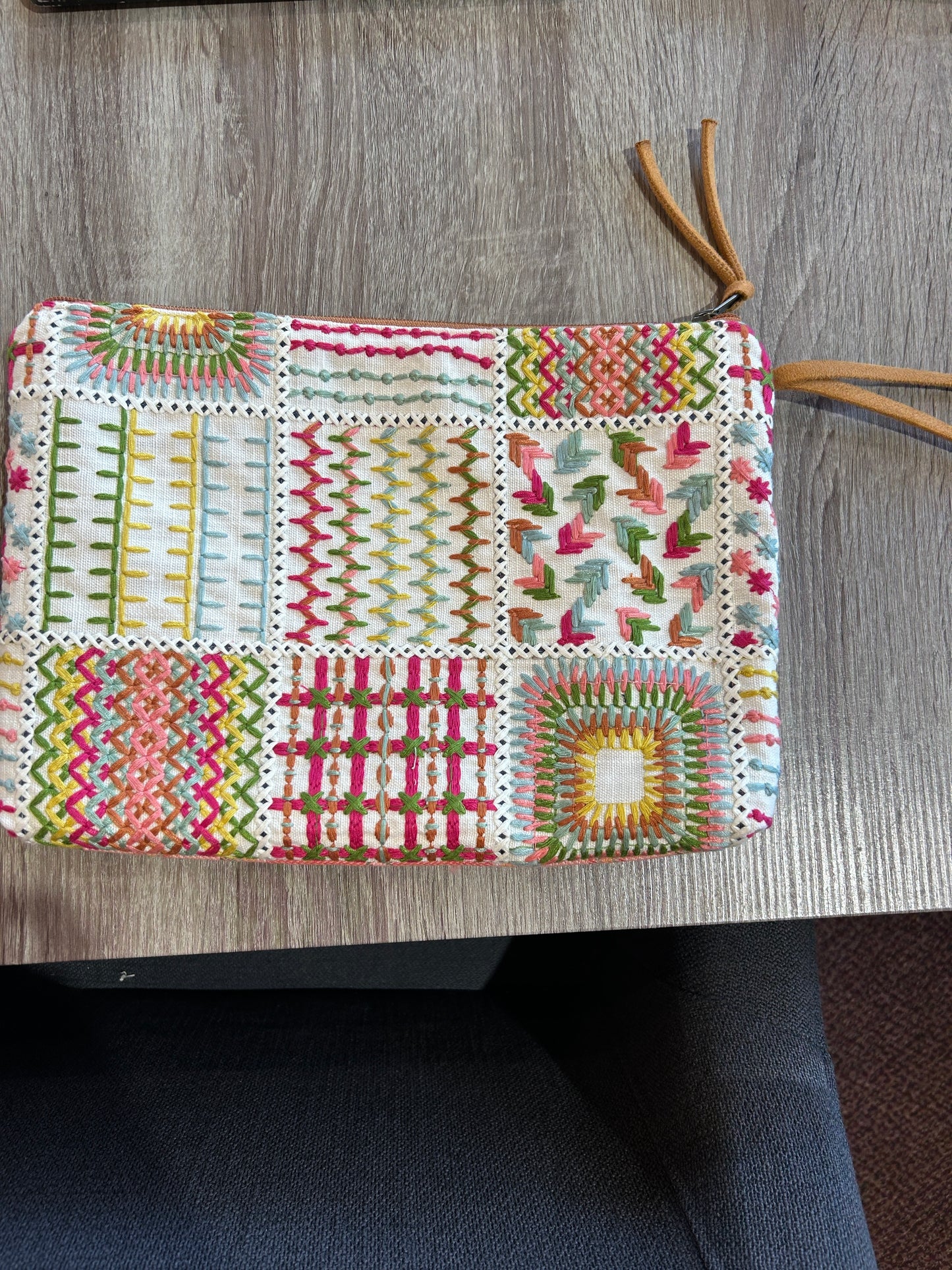 Embroidered Zipper Pouch