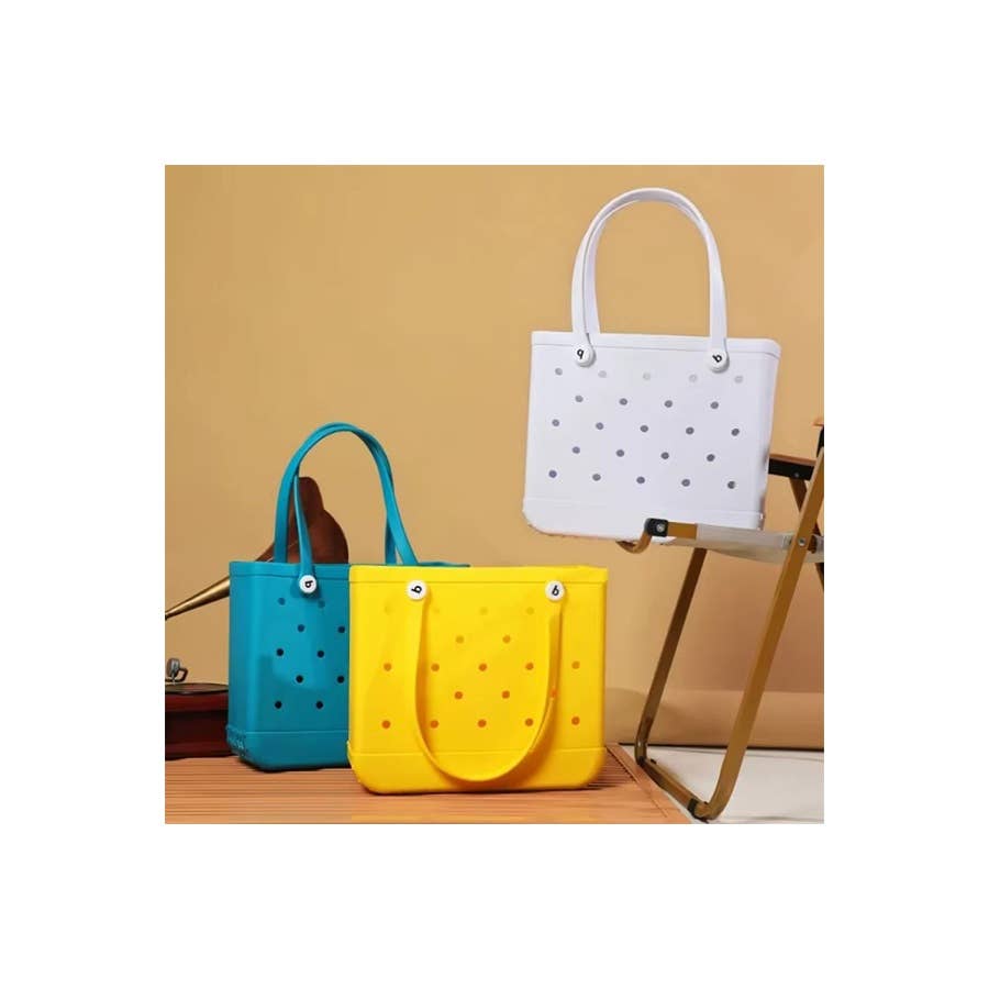 Summer Rubber Tote Solid Color Jelly Beach Bags: ORANGE / ONE SIZE(2)