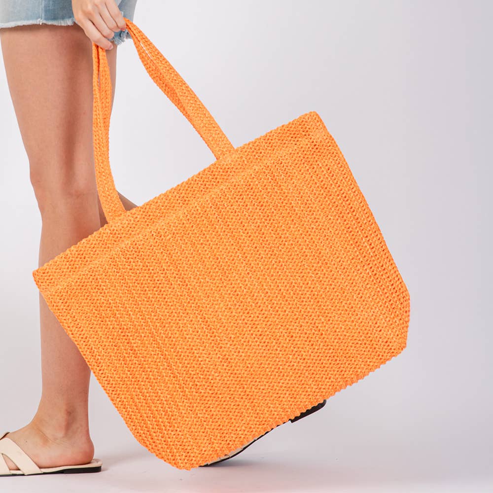 Solid Crochet Straw Tote Bag / Beach Bag
: Purple