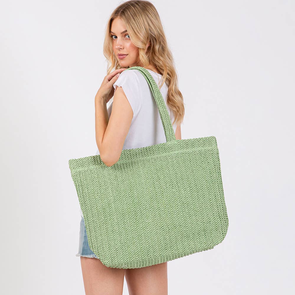 Solid Crochet Straw Tote Bag / Beach Bag
: Purple