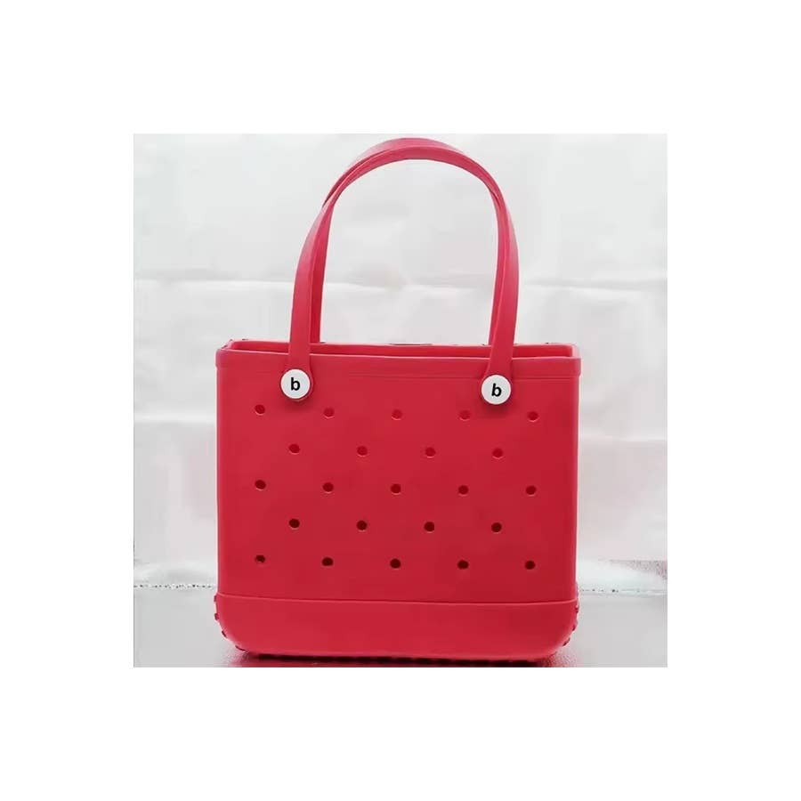 Summer Rubber Tote Solid Color Jelly Beach Bags: ORANGE / ONE SIZE(2)