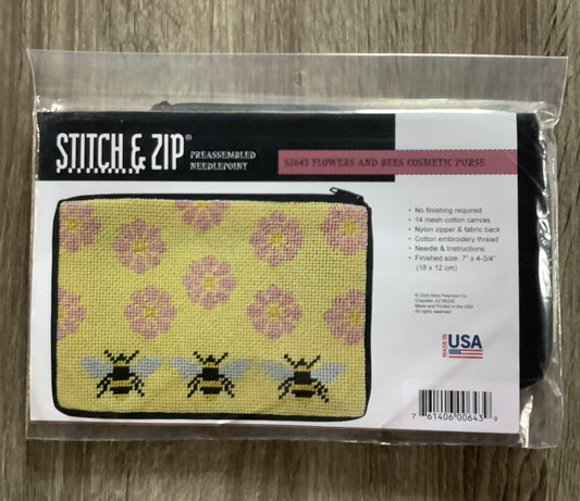 Sunflower and Bees Stitch & Zip Cosmetic Bag