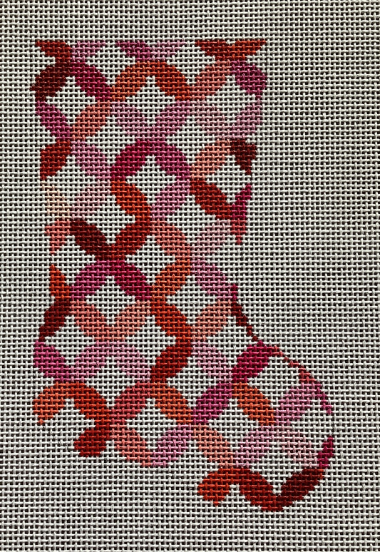 WS pink quilt ring mini stocking