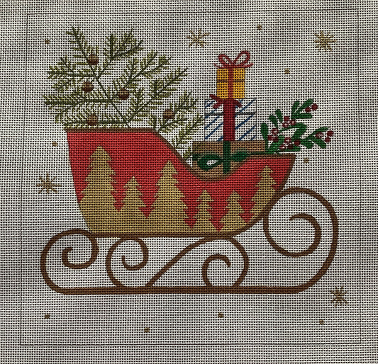 Sleigh with gold trees