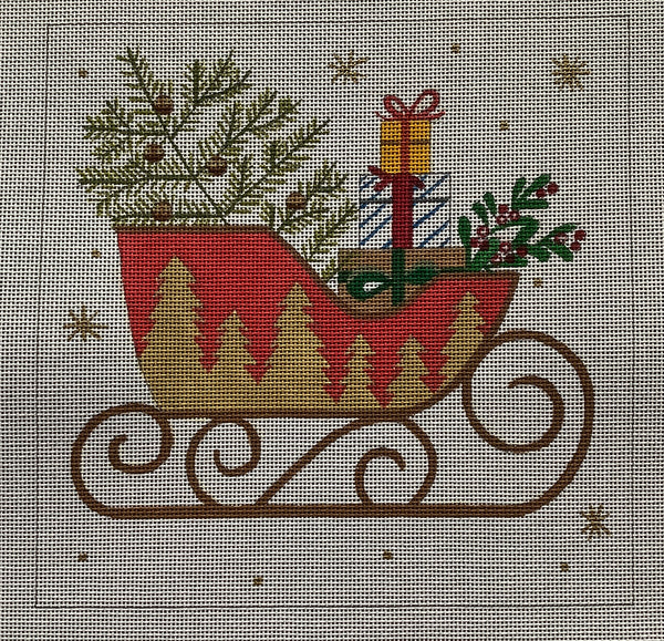 Sleigh with gold trees