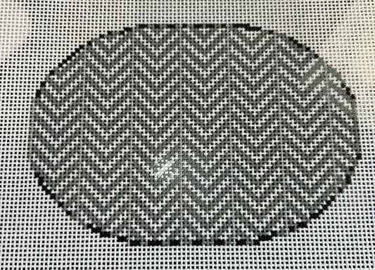 Silver Stripe Chevron Oval