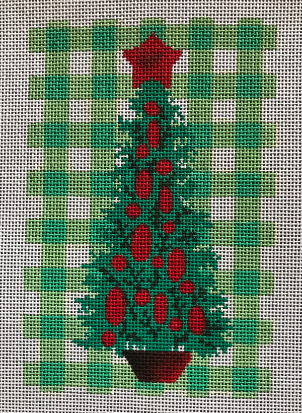 Christmas Tree on Green Gingham