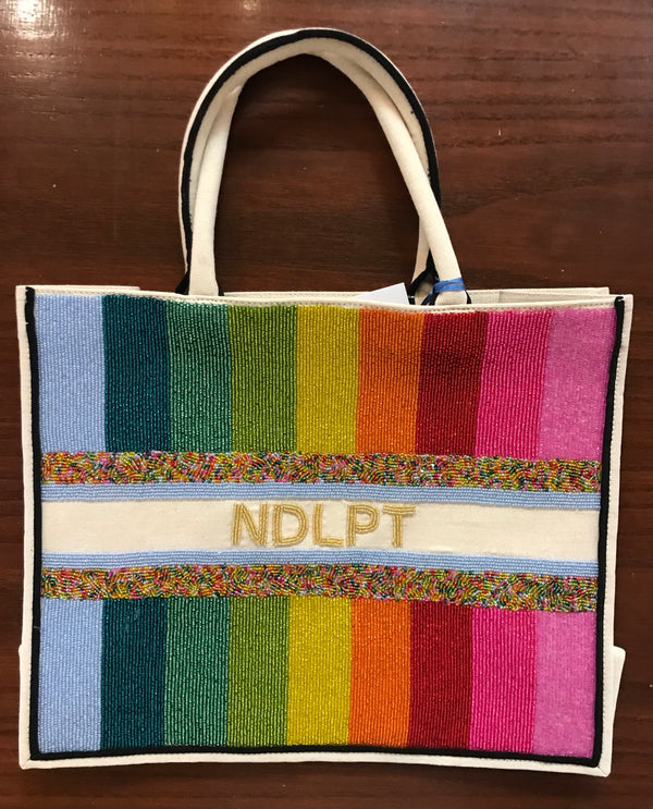 Madeleine Tote- Metallic Rainbow Stripe/NDLPT