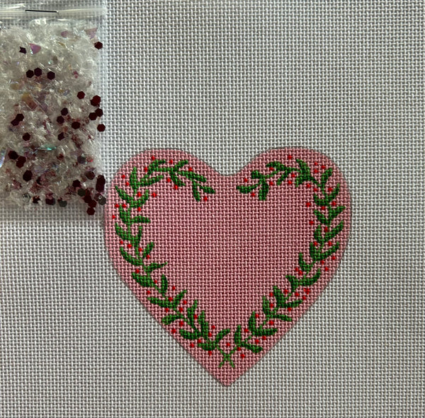 Heart Mini w/clear dome/confetti - Heart Vine w/berries