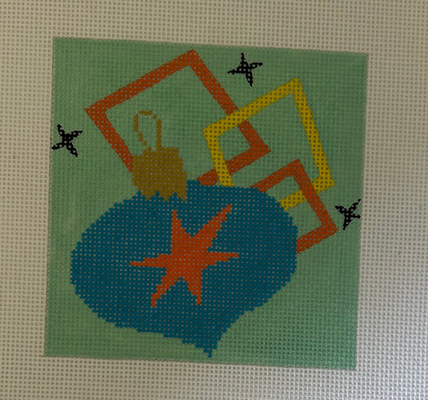 Teal Green MCM Ornament w Orange